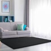 Laagpolig Effen Vloerkleed Tazira - Zwart - 120x160 cm