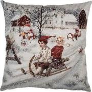 Clayre & Eef Kussenhoes 45x45 cm Grijs Polyester Winter