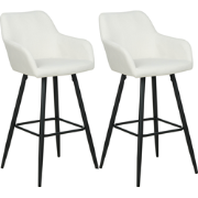 CASMALIA - Barkruk set van 2 - Gebroken wit - Fluweel