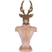 Clayre & Eef Decoratie Beeld Hert 16x14x36 cm Roze Kunststof