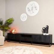 Tv meubel Denver Black 240 cm | Mangohout en staal - Zwart - 245 x  x ...