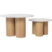 Salontafel Wit Keramiek/Naturel - Set Van 2 - Alita