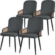 Eetkamerstoelen set van 4 antraciet met arm & rugleuning, gestoffeerde...