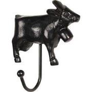 Clayre & Eef Wandhaak 14x14x5 cm Zwart IJzer Koe