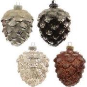 Dennenappel glas d7h10 cm assorti