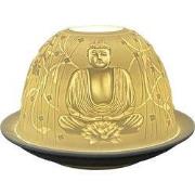 Clayre & Eef Waxinelichthouder Ø 12x8 cm Wit Porselein Boeddha