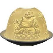 Clayre & Eef Waxinelichthouder Ø 12x8 cm Wit Porselein Boeddha