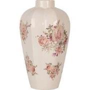 Clayre & Eef Vaas Ø 21x34 cm Beige Keramiek Bloemen