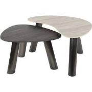 Salontafel Organisch Zwart/Grijs Travertin - Set Van 2 - Twin