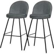 Barkruk set van 2 antraciet 52x102x50 cm met rugleuning en voetensteun...