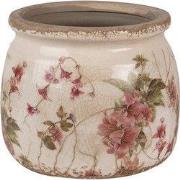 Clayre & Eef Bloempot Ø 16x13 cm Beige Roze Keramiek Bloemen