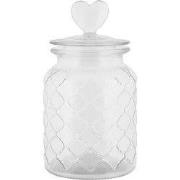 Clayre & Eef Voorraadpot Deksel Ø 11x20 cm Transparant Glas Hart