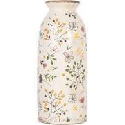 Clayre & Eef Vaas Ø 8x20 cm Beige Keramiek Bloemen