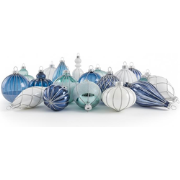 SNOWFALL - Set van 35 kerstballen - Blauw - Glas