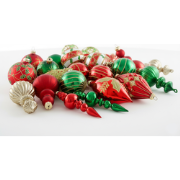 TWINKLE - Set van 70 kerstballen - Rood/Groen - Glas