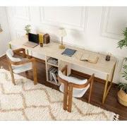 Studiebureau Twin Study Desk Travertine Gold 240x60 cm Melamine