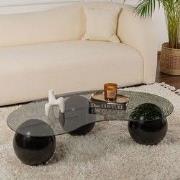 Salontafel Sphere 120x70x30 cm Zwart Grijs Black Grey Tempered glass