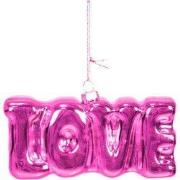Ornament - Xmas Hanger - Love- Pink - Glass - 4,5x3,5x7,5cm
