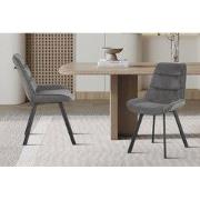 Stoel 'Amelie' Corduroy Grijs - 61 x  x 41 - Stof, VeloursVelours is e...