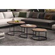 Salontafel 'Lennox' 3-delig Mango hout - 70 x  x 70 - Hout, Metaal