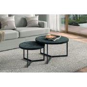 Salontafel 'Laveu' 2-delig Mango hout zwart - 70 x  x 70.00 - Massief ...