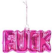 Ornament - Xmas Hanger - Fuck - Pink - Glass - 4,5x3,5x7,5cm