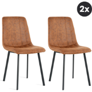 2x Eetkamerstoel Minsk - Microleder - Cognac