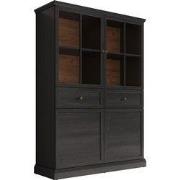 Meubella - Vitrinekast Leroy - Zwart eiken - 114 cm