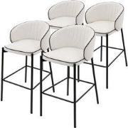 Barkruk set van 4 Beige 50x101x54 cm met rugleuning en voetensteun tot...