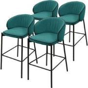 Barkruk set van 4 petrol 50x101x54 cm met rugleuning en voetensteun to...