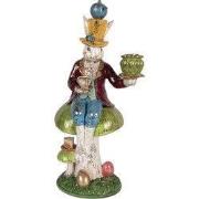 Clayre & Eef Kandelaar Konijn 20x16x41 cm Wit Kunststof