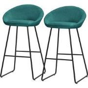 Barkruk set van 2 petrol 56x94x50 cm met rugleuning en voetensteun tot...