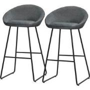 Barkruk set van 2 antraciet 56x94x50 cm met rugleuning en voetensteun ...