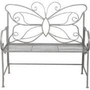 Clayre & Eef Tuinbank 108x55x99 cm Grijs IJzer Vlinder