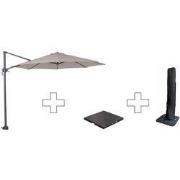 Zweefparasol Hawaii S - met voet en hoes - Zand - 300 cm