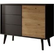 Meubella - Dressoir Palladium - Eiken - Zwart - 104 cm