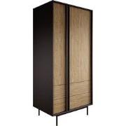 Meubella - Antigo - Kledingkast 2 deurs - Eiken/Antraciet - 93x60x195 ...