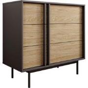 Meubella - Antigo - Ladekast met 3 lades - Eiken/Antraciet - 93x43x87 ...