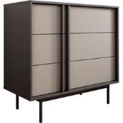 Meubella - Antigo - Ladekast met 3 lades - Beige/Antraciet - 93x43x87 ...