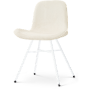 Noa-Fé eetkamerstoel rib beige - wit onderstel