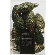 Dennenappel kunststof L9b5h14 cm groen 12 st