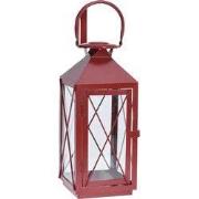 Lantaarn metaal rood klein 10x10x23 cm