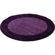 Tapijtenloods Basic Rond Shaggy Kader vloerkleed Paars Hoogpolig- 160 ...