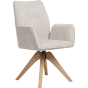 MOKENA - Eetkamerstoel - Lichtbeige - Linnen