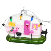 Xmas Hanger -Happy Caravan -Pink - Glass - 10x5x8cm