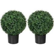 2 stuks Buxus Kunstplanten voor buiten Bolvormig - 52x40 cm - Groen
