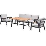 Elati lounge-dining sofa set-4-dlg.-c. black - sand - light teaklook