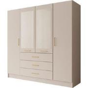 Meubella - Komodo - Kledingkast met 4 deuren - Beige - 200x61x201 cm