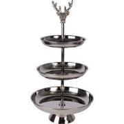 Clayre & Eef Etagère 3 laags Ø 26x48 cm Zilverkleurig Aluminium