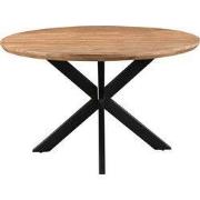 Livingfurn - Eetkamertafel Jesper Round 130cm - Mangohout / Gecoat Sta...